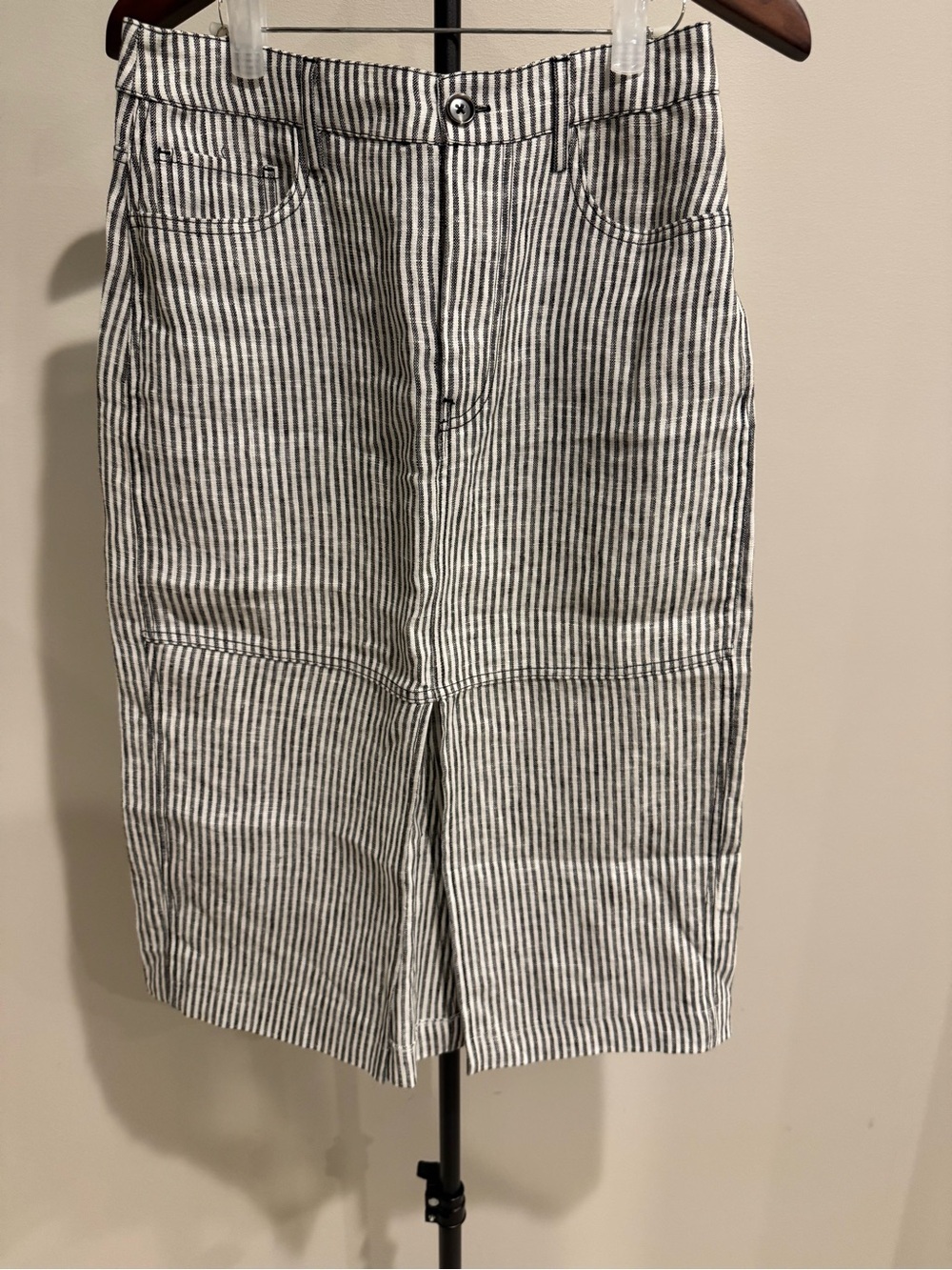 Reformation Tazz Maxi Linen Skirt Black and White Boho Classic Summer Style - 0